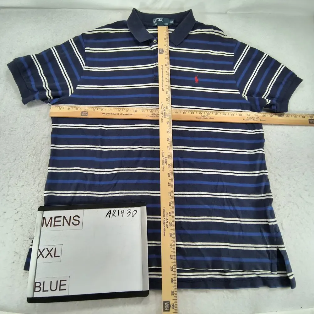 Polo by Ralph Lauren Short Sleeve Collared Polo Shirt Mens Size 2XL Navy White